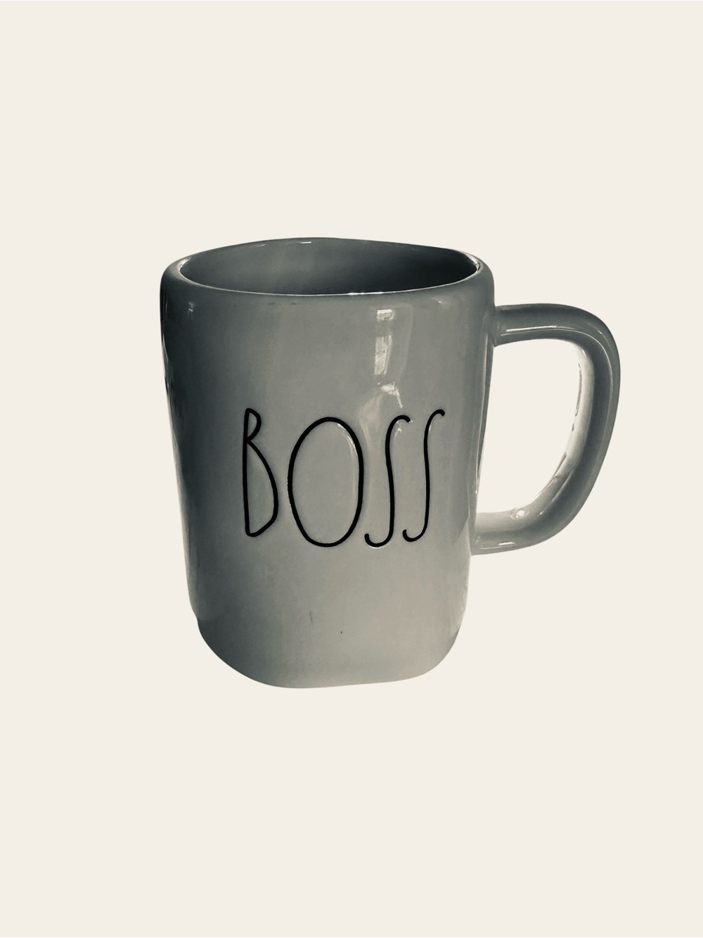 Rae Dunn White Ceramic Mug with Black Logo